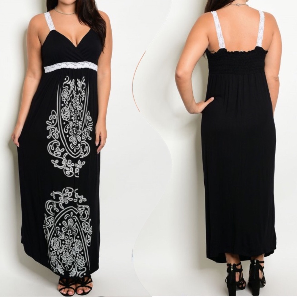 Black & white Plus size Maxi dress - Picture 2 of 8